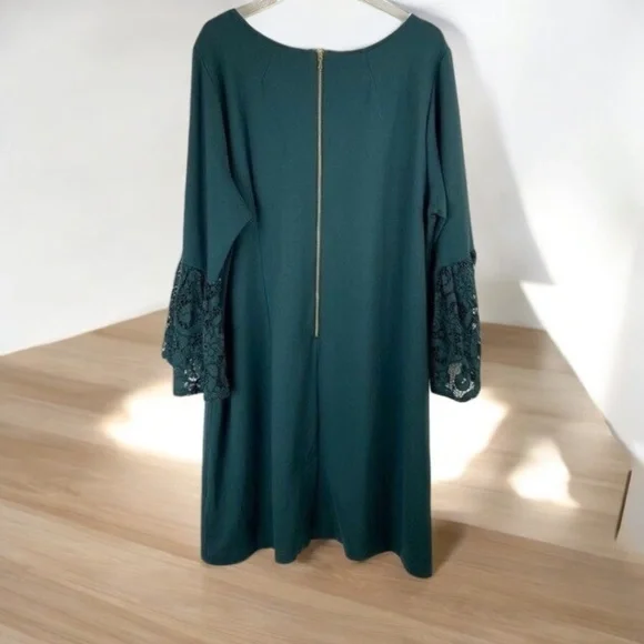 Nanette Lepore Dress Lace Sleeve Evergreen 22W - Picture 6 of 8